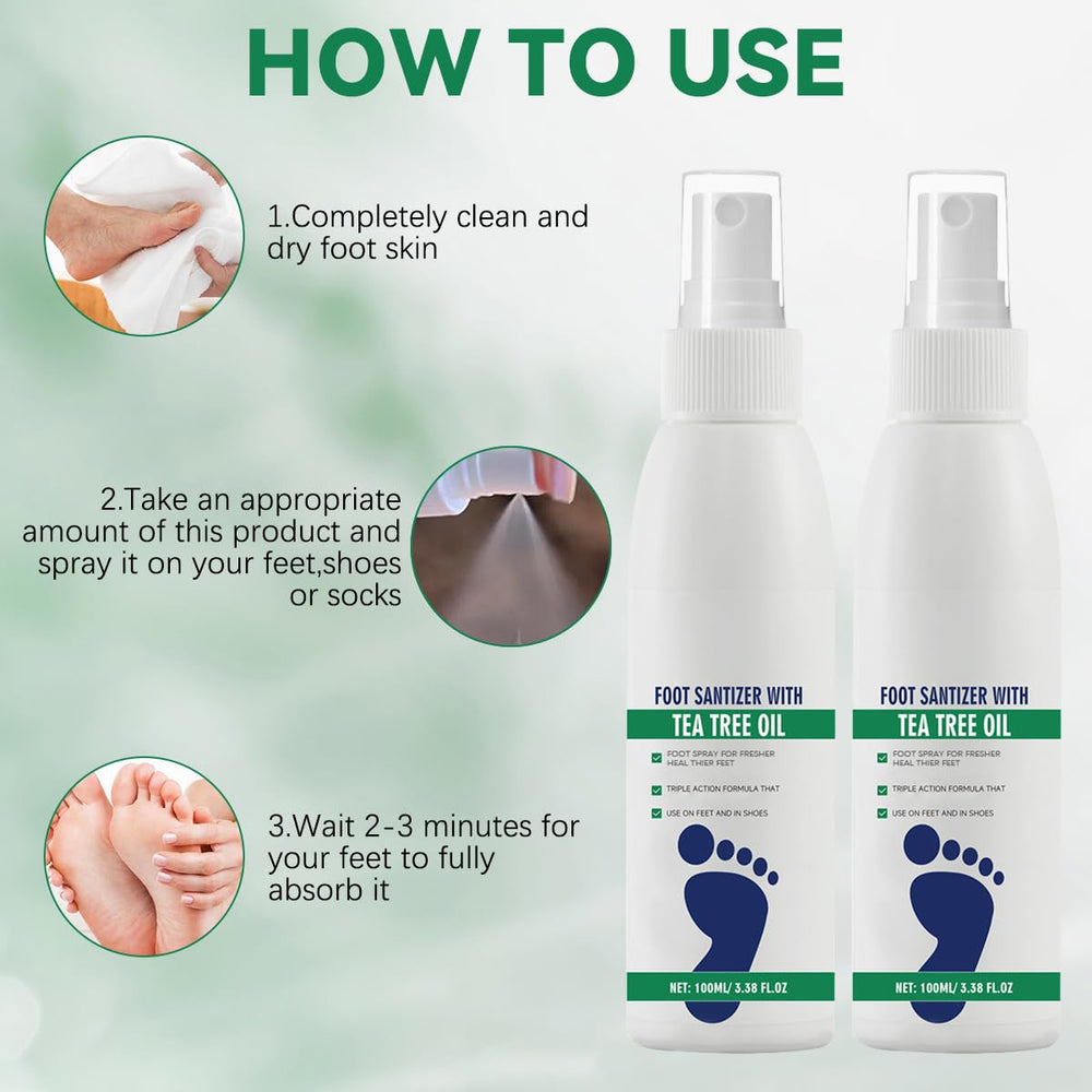 Nmoiat 2-Pack Tea Tree Foot Spray bundle keeps feet fresh at home and on the move.
