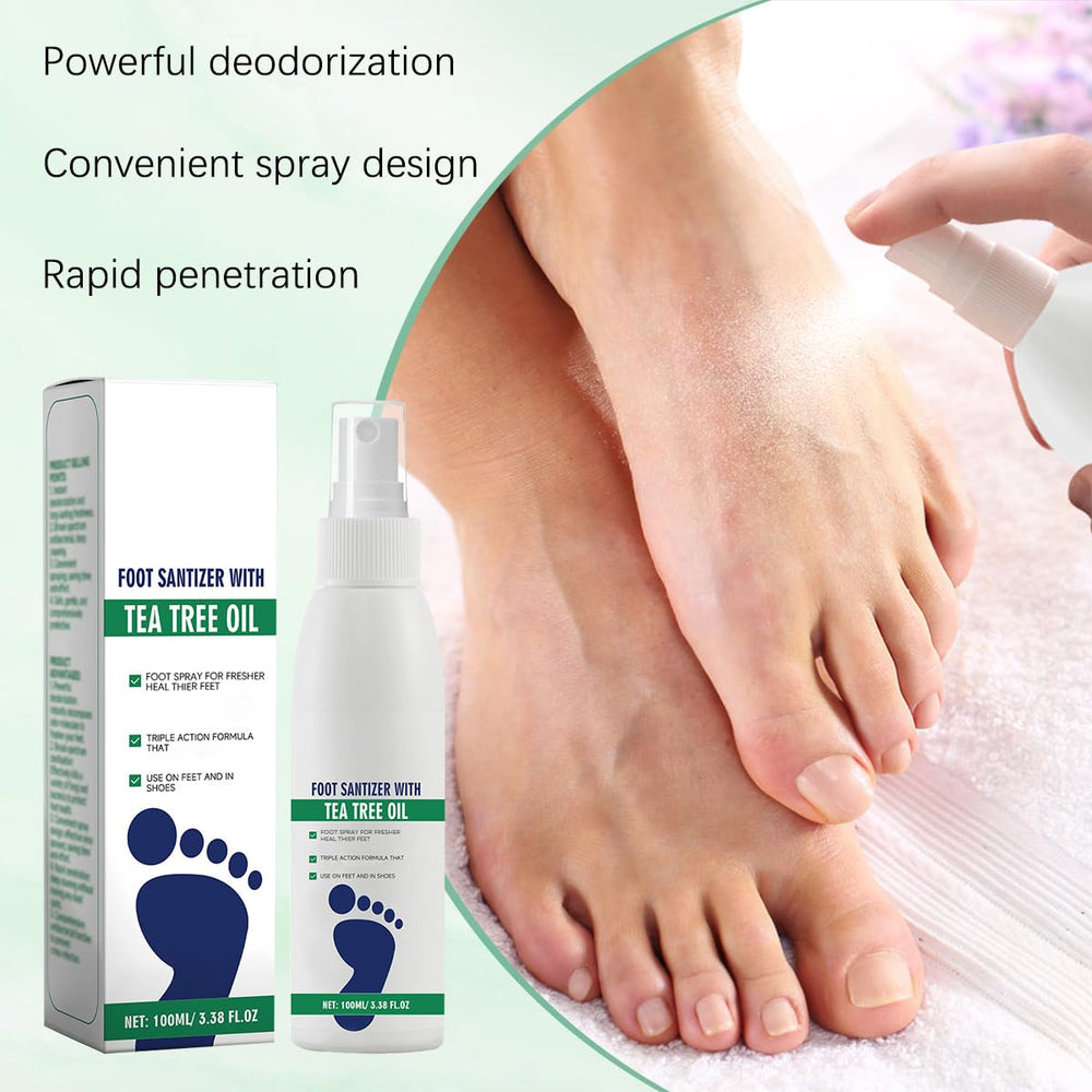Nmoiat Tea Tree Foot Spray used inside shoes to reduce odor on the go.