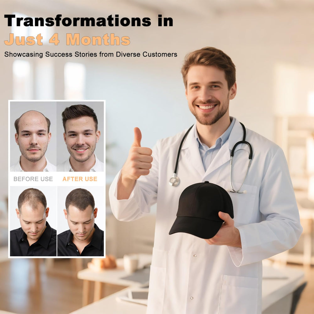 NNUSHK Red Light Cap worn by a man for scalp support