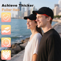 NNUSHK Red Light Cap worn by a woman for scalp wellness