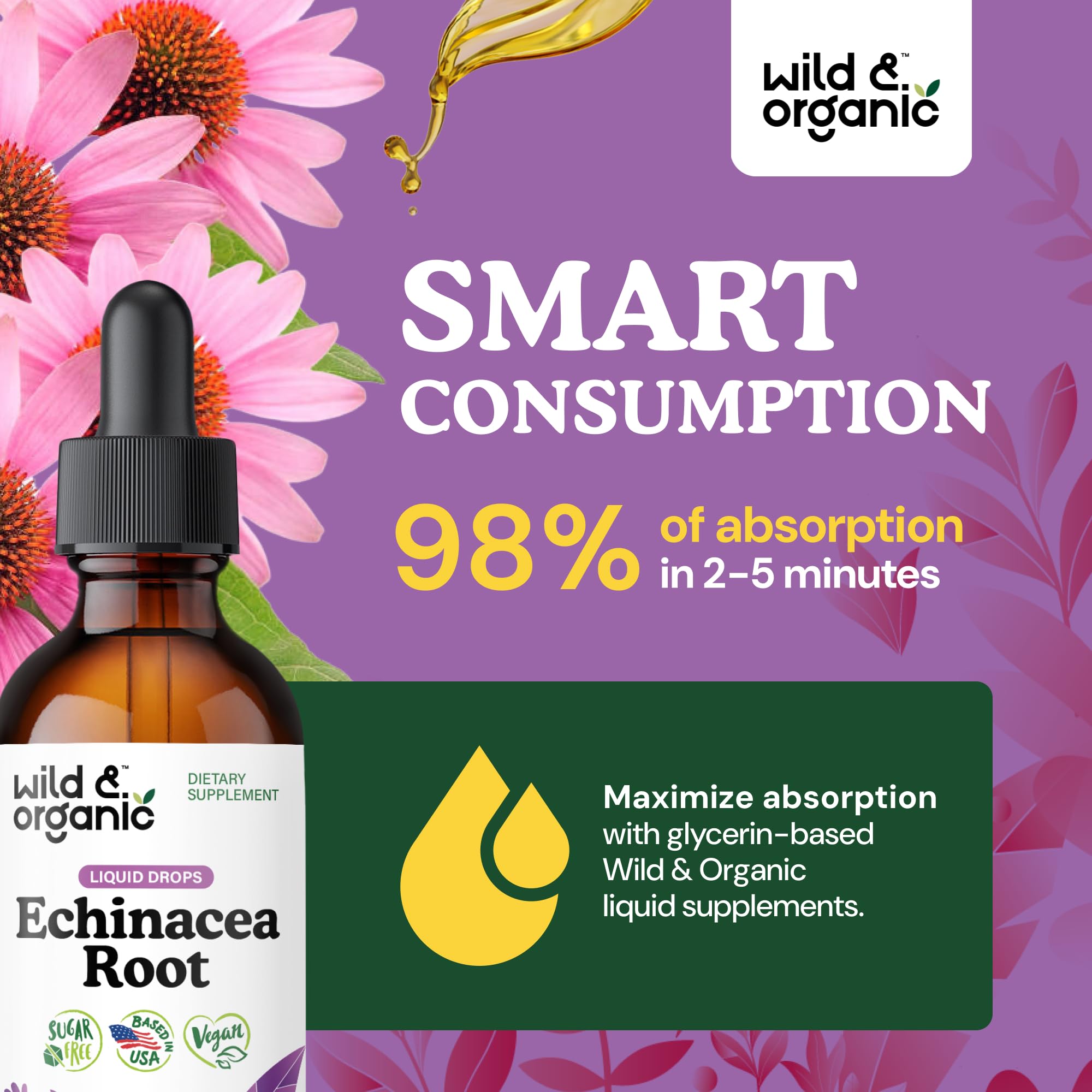 Wild & Organic no artificial additives icon on bottle