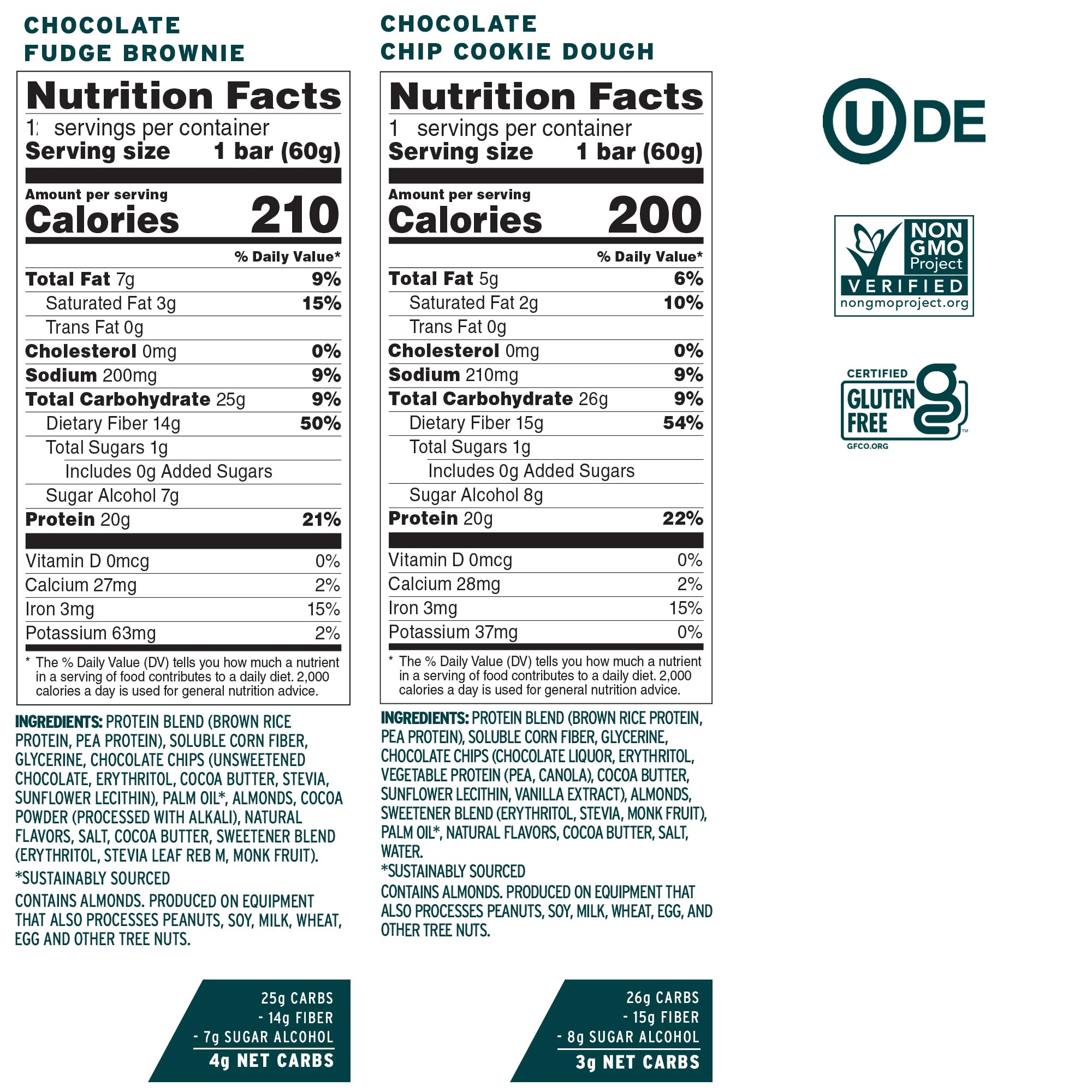 No Cow vegan protein bars closeup 20g protein highlights substantial plant-based energy