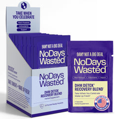 No Days Wasted DHM Detox bottle cap close-up with easy-to-swallow capsules