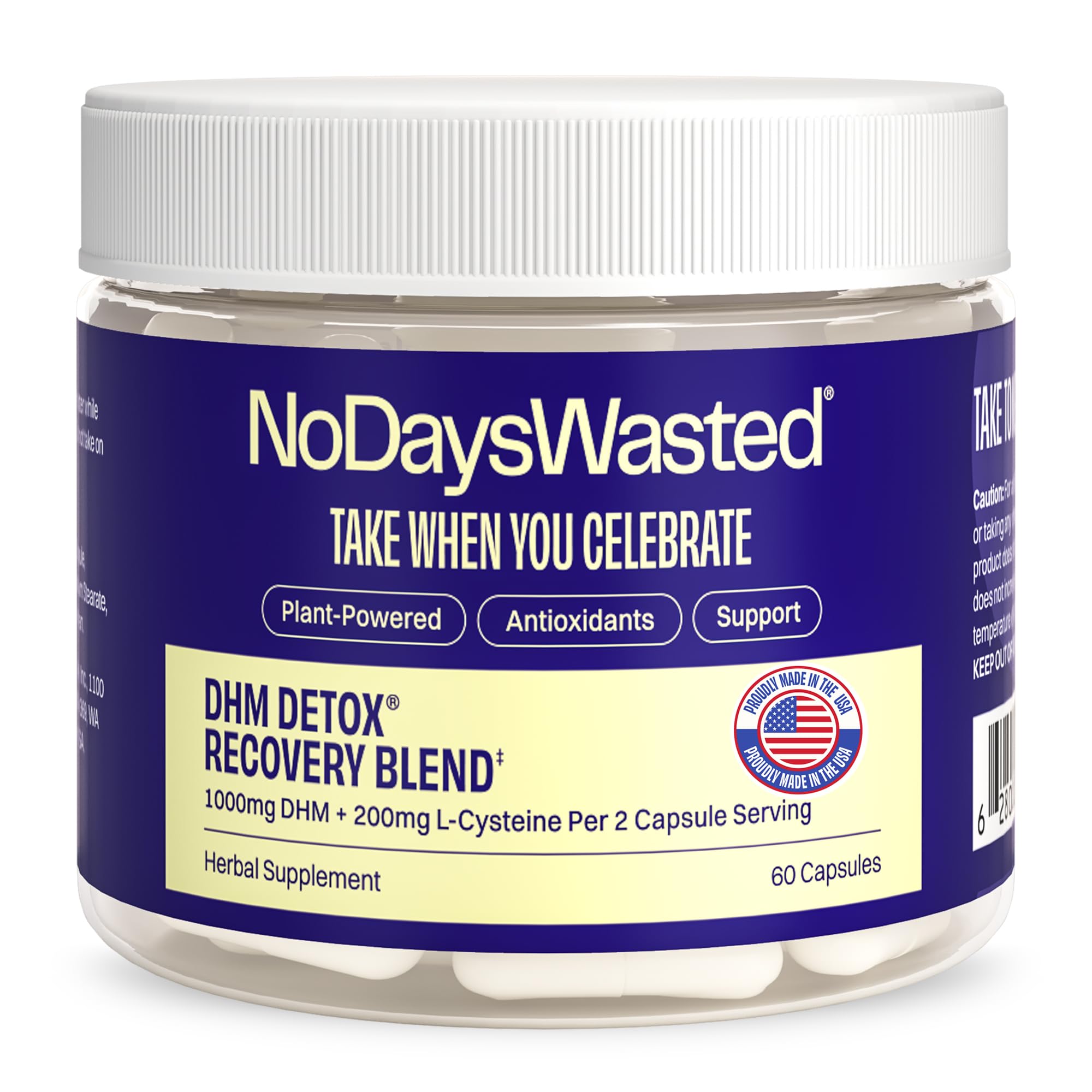 No Days Wasted DHM Detox bottle front view, ideal for nightly use