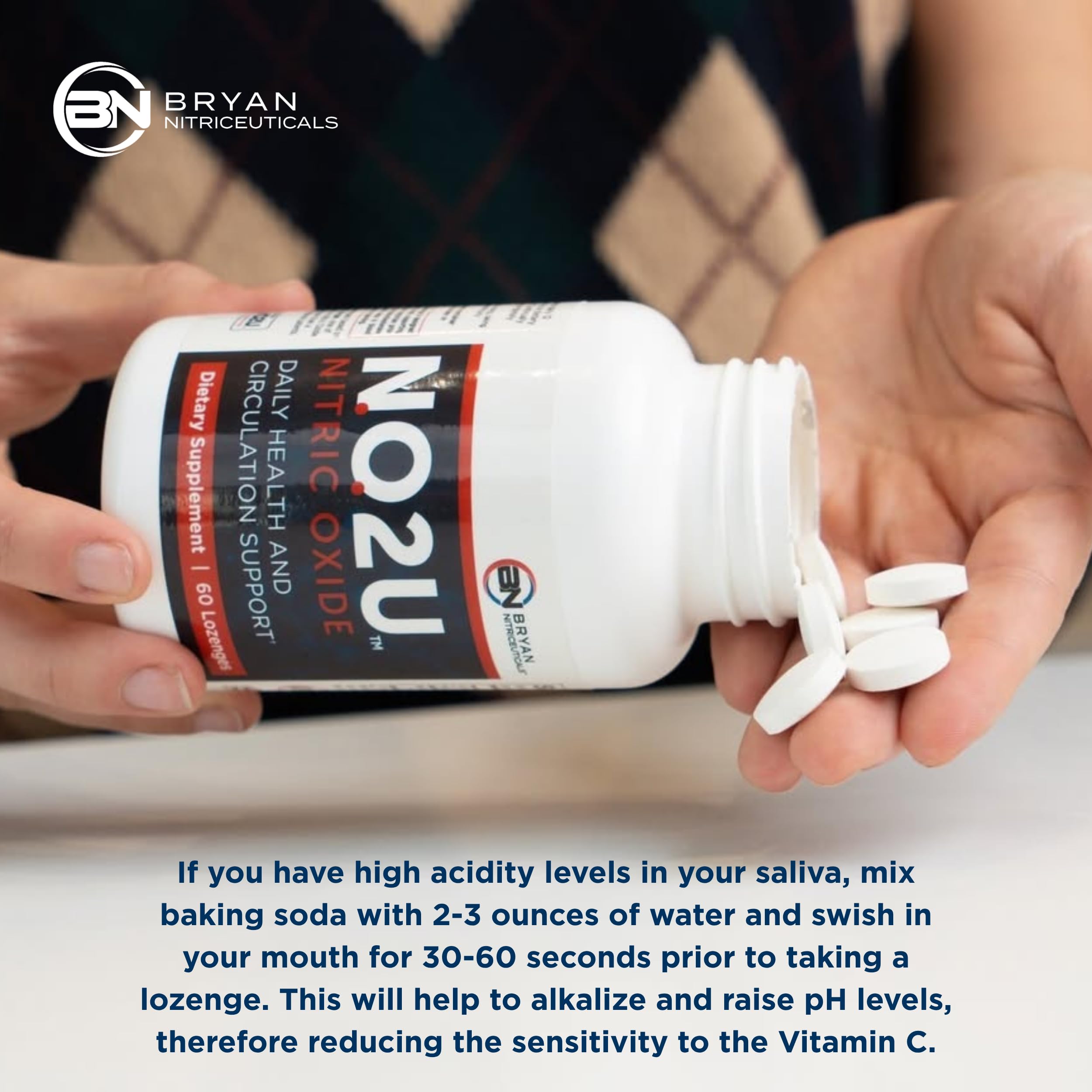 NO2U Bryan Nitraceuticals back label detail includes vegan, gluten-free notes.