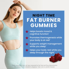 Nobi Night Time Fat Burner gummies close-up highlights chewy texture for late-night appetite management