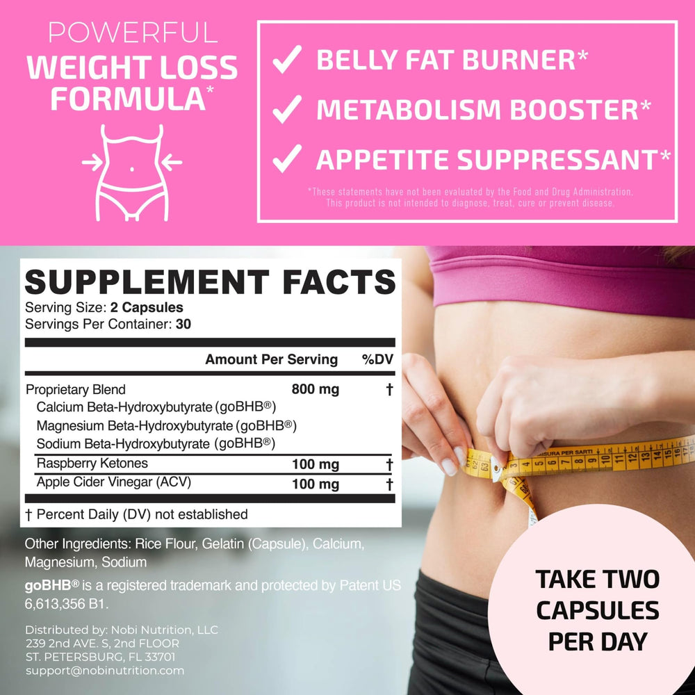 Nobi Nutrition weight loss packaging box signals quality and GMP manufacturing.