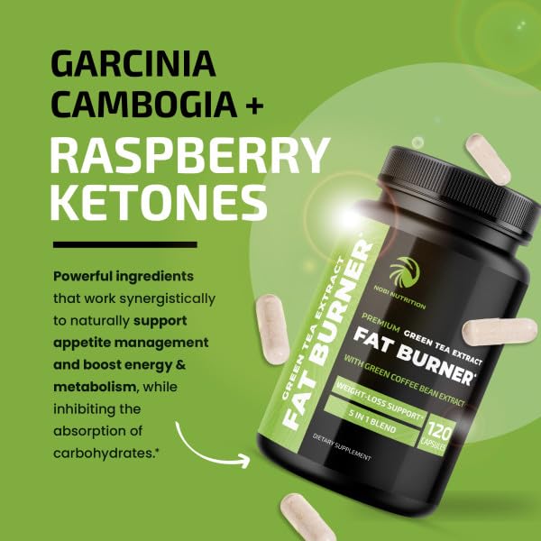 Nobi Nutrition Green Tea pills packaging displaying a 120 count bottle.