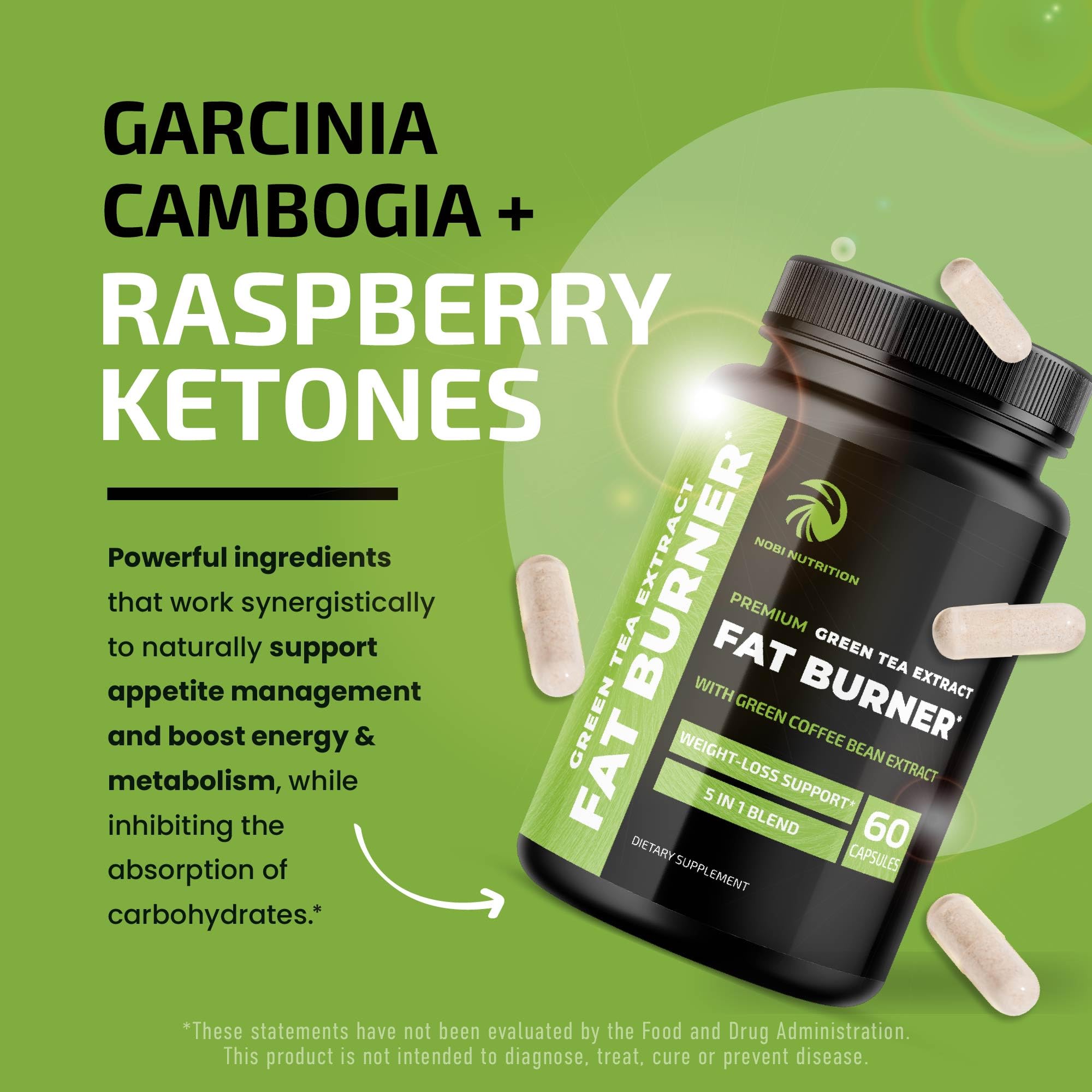 Nobi Nutrition capsules beside a cup, illustrating morning energy lift