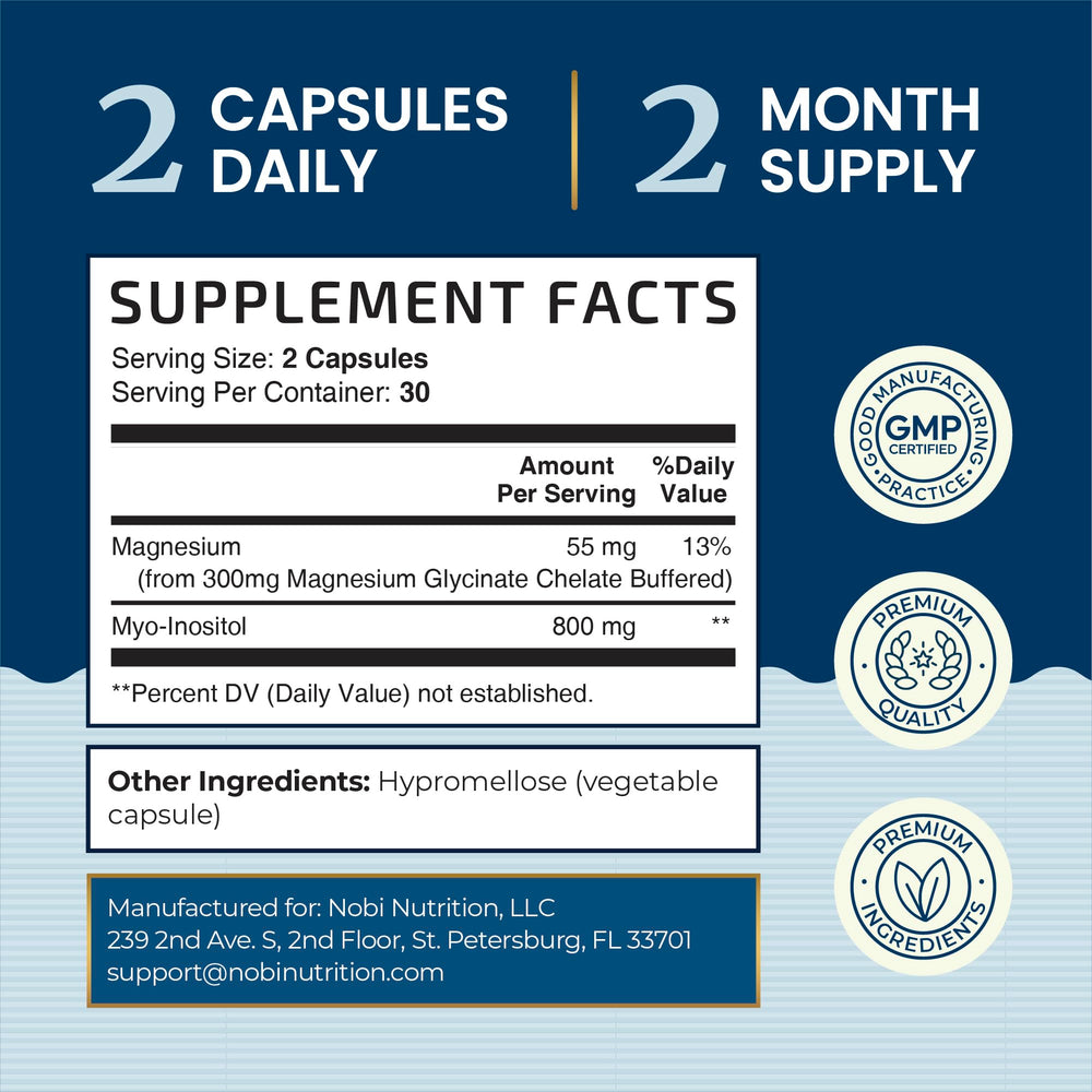 Nobi Nutrition Inositol ingredient detail highlighting Myo-Inositol per serving