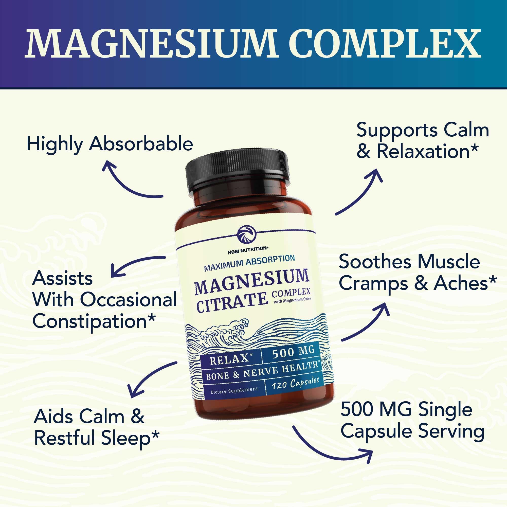 Close-up of Nobi Magnesium Citrate capsules designed for easy daily supplementation