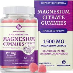Nobi Nutrition Magnesium Citrate Gummies jar front for daily support.