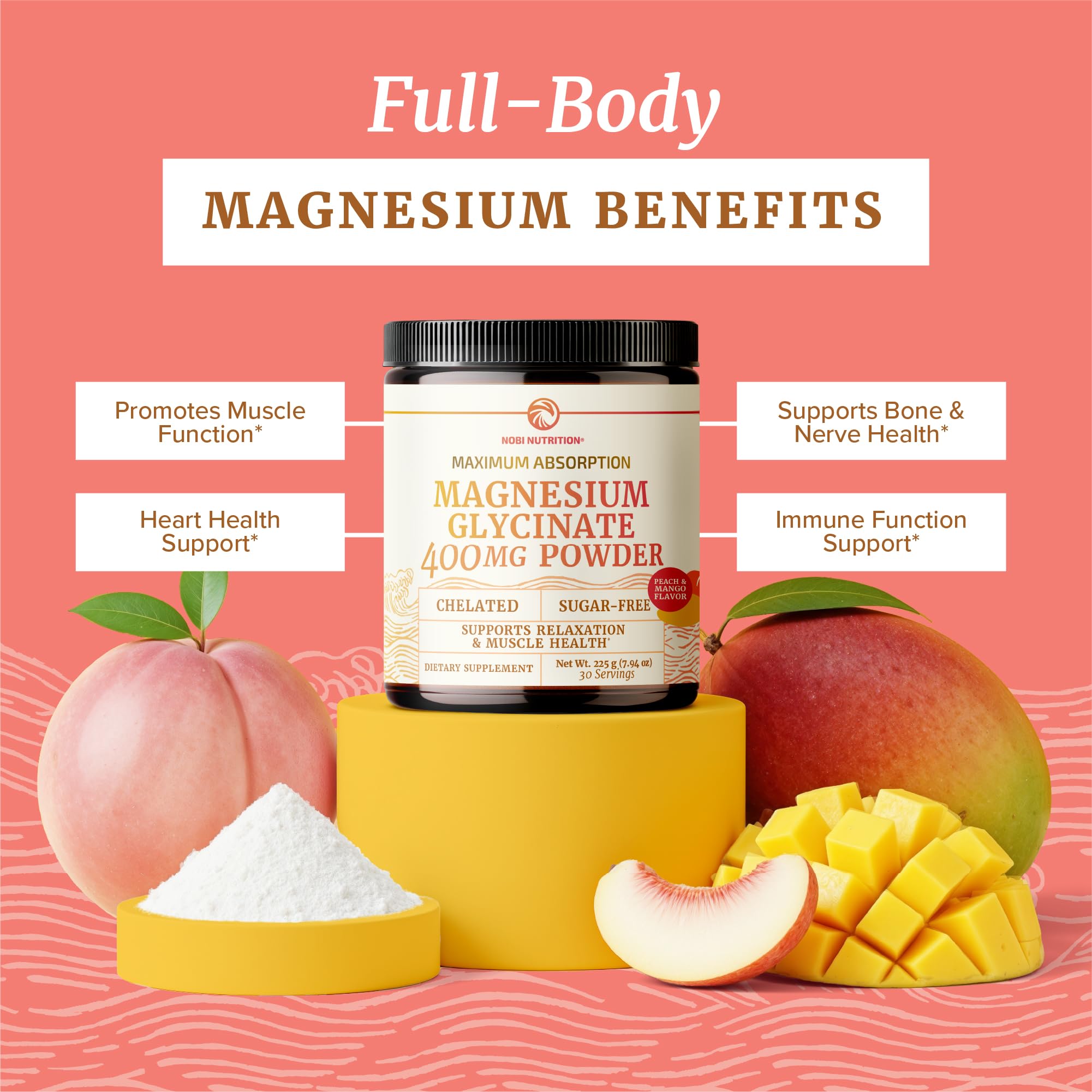 Aromas of peach mango from Nobi Magnesium Glycinate powder