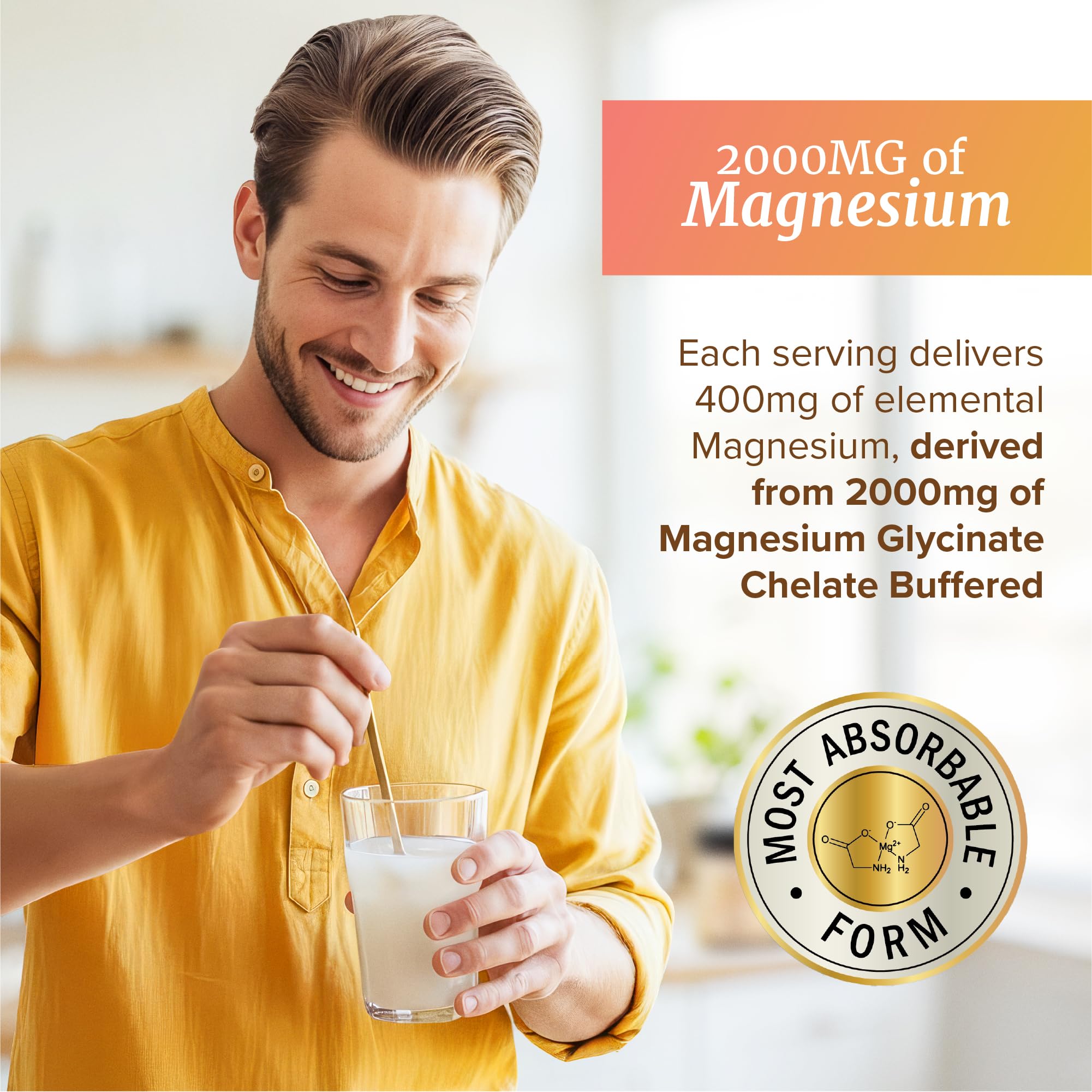 Close-up of label on Nobi Magnesium Glycinate Powder showing 400 mg elemental magnesium