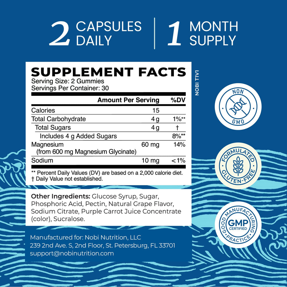 Nobi Nutrition Magnesium Gummies gluten-free for mindful diets