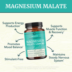 Nobi Nutrition Magnesium Malate 1500mg capsules closeup for easy-to-swallow daily use