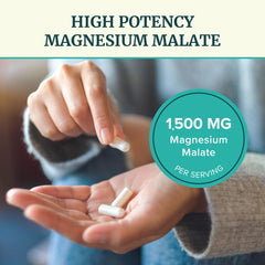 Nobi Nutrition Magnesium Malate 1500mg label detail highlighting ingredients and GMP