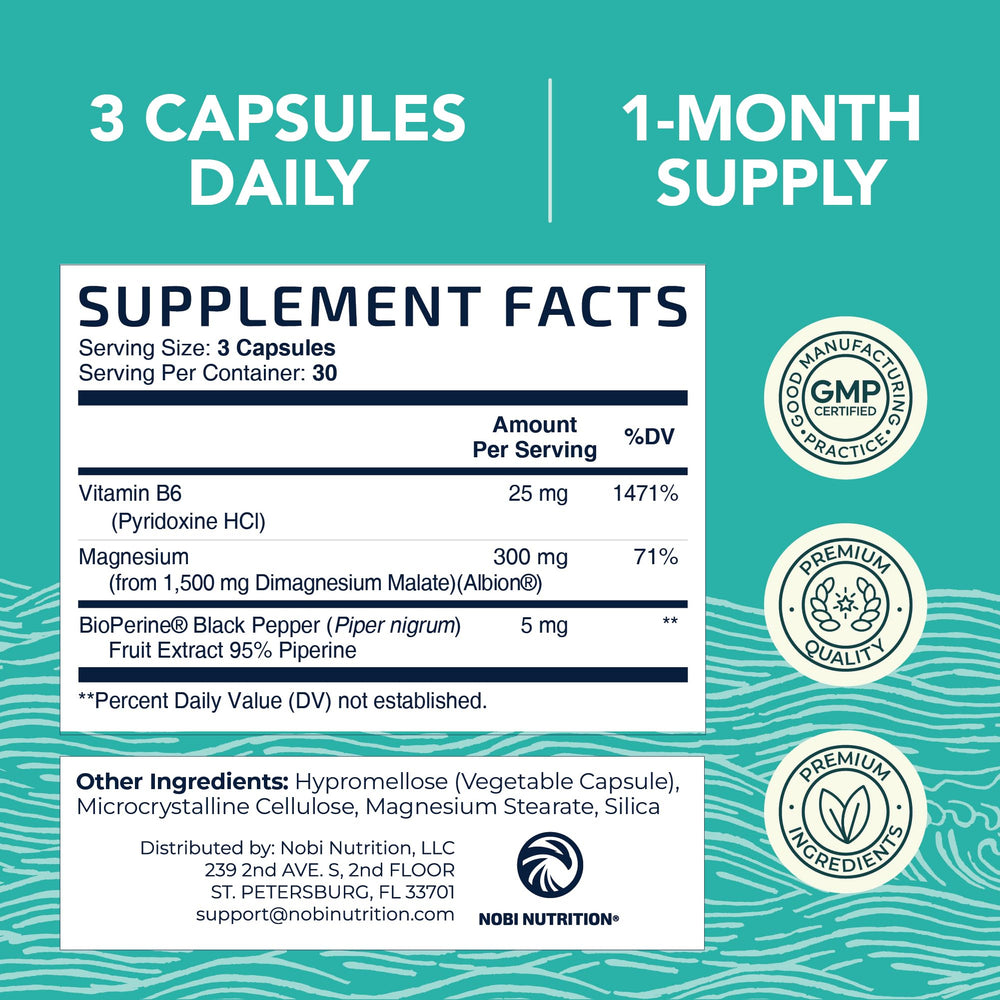 Nobi Nutrition Magnesium Malate 1500mg with B6 and BioPerine visual emphasis