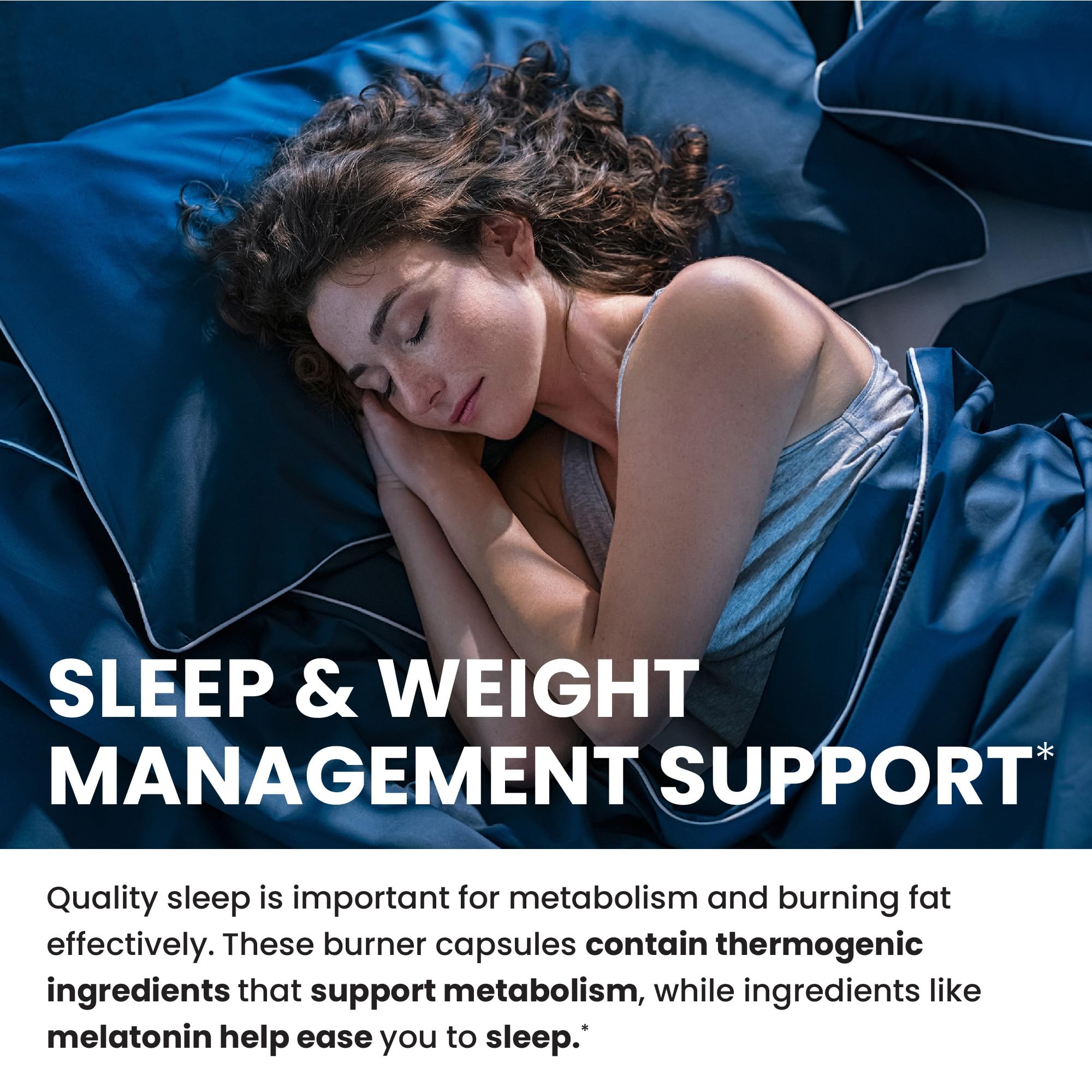 Nobi Nutrition Night Time Fat Burner capsules demonstrating easy nightly dosage for weight management.