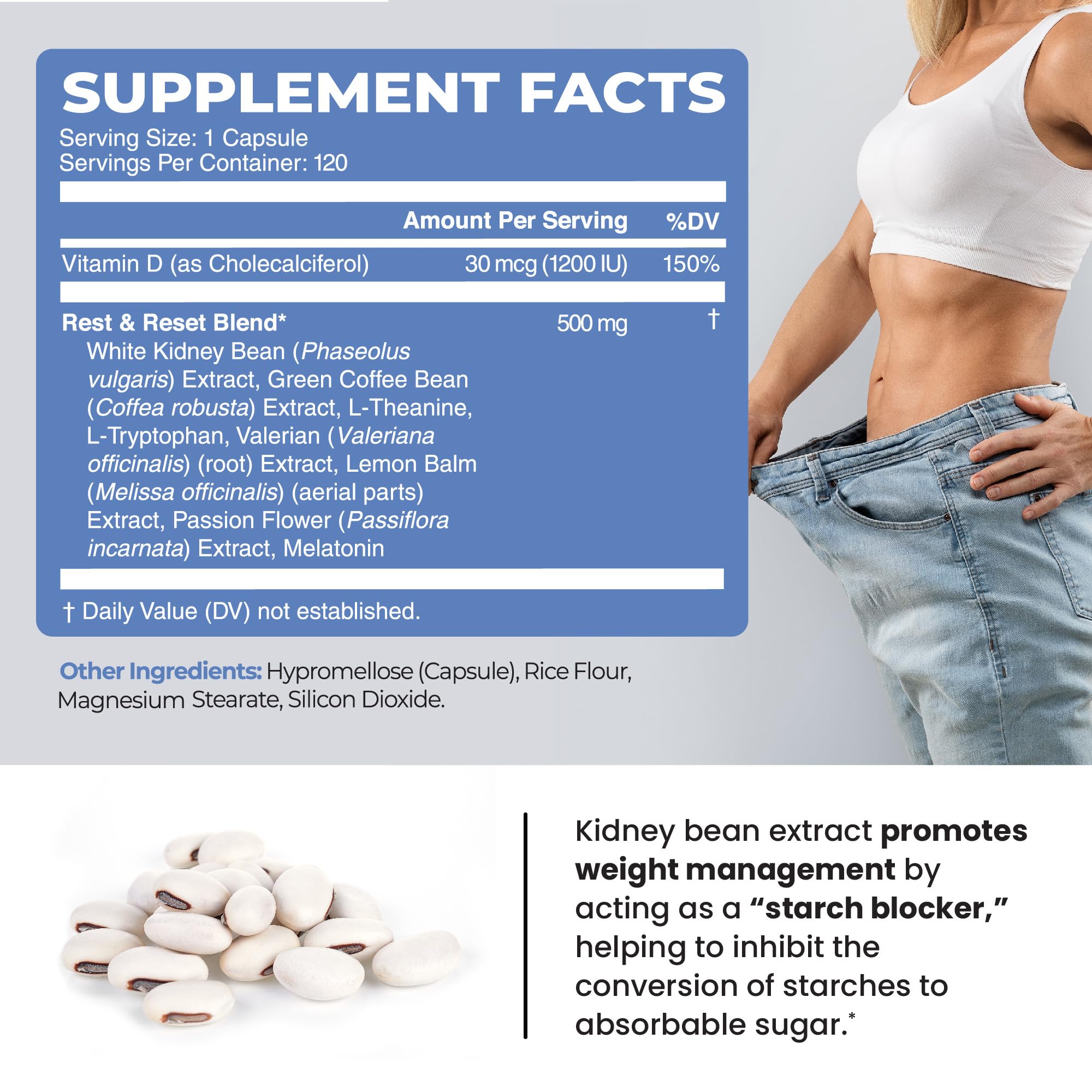Nobi Nutrition Night Time Fat Burner with White Kidney Bean helps curb late-night cravings.