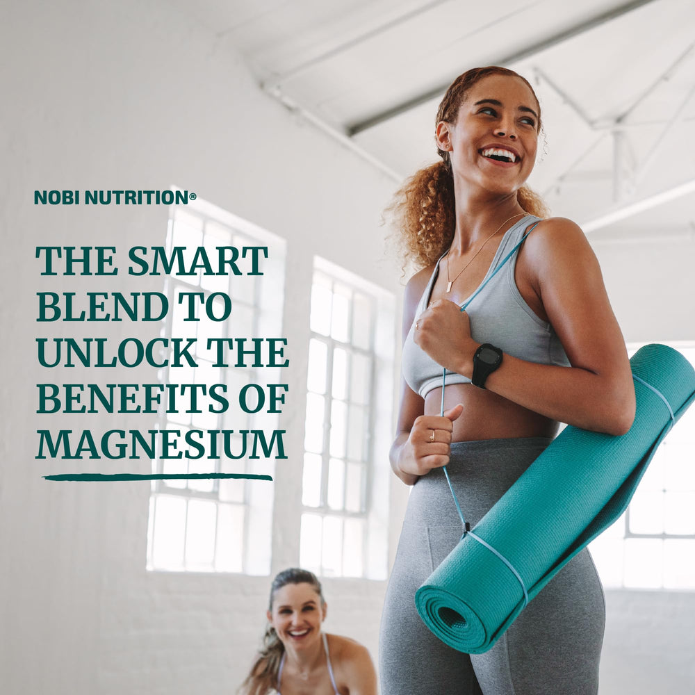 Nobi Nutrition Triple Magnesium Softgels with glass of water for daily intake