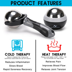 Nobility massage ball roller demonstrates hot therapy for soothing relief.