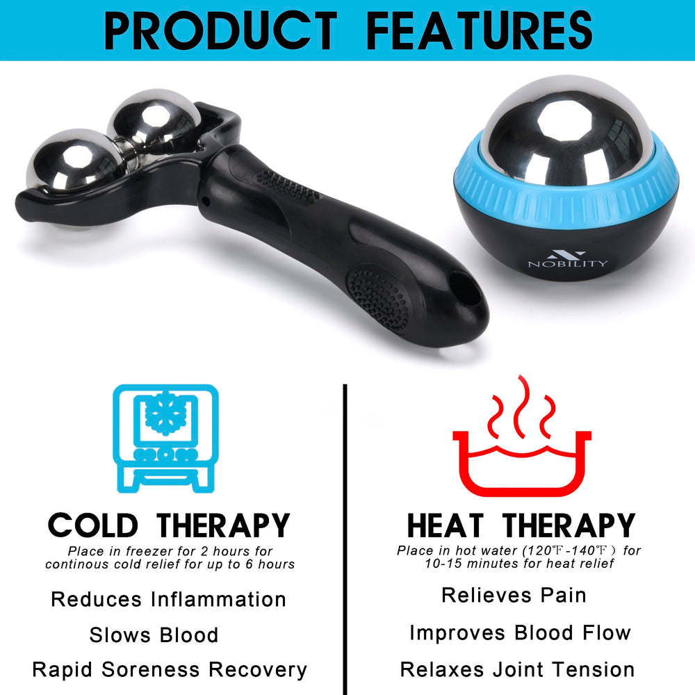 Nobility massage ball roller offers six-hour cold therapy for muscle comfort.