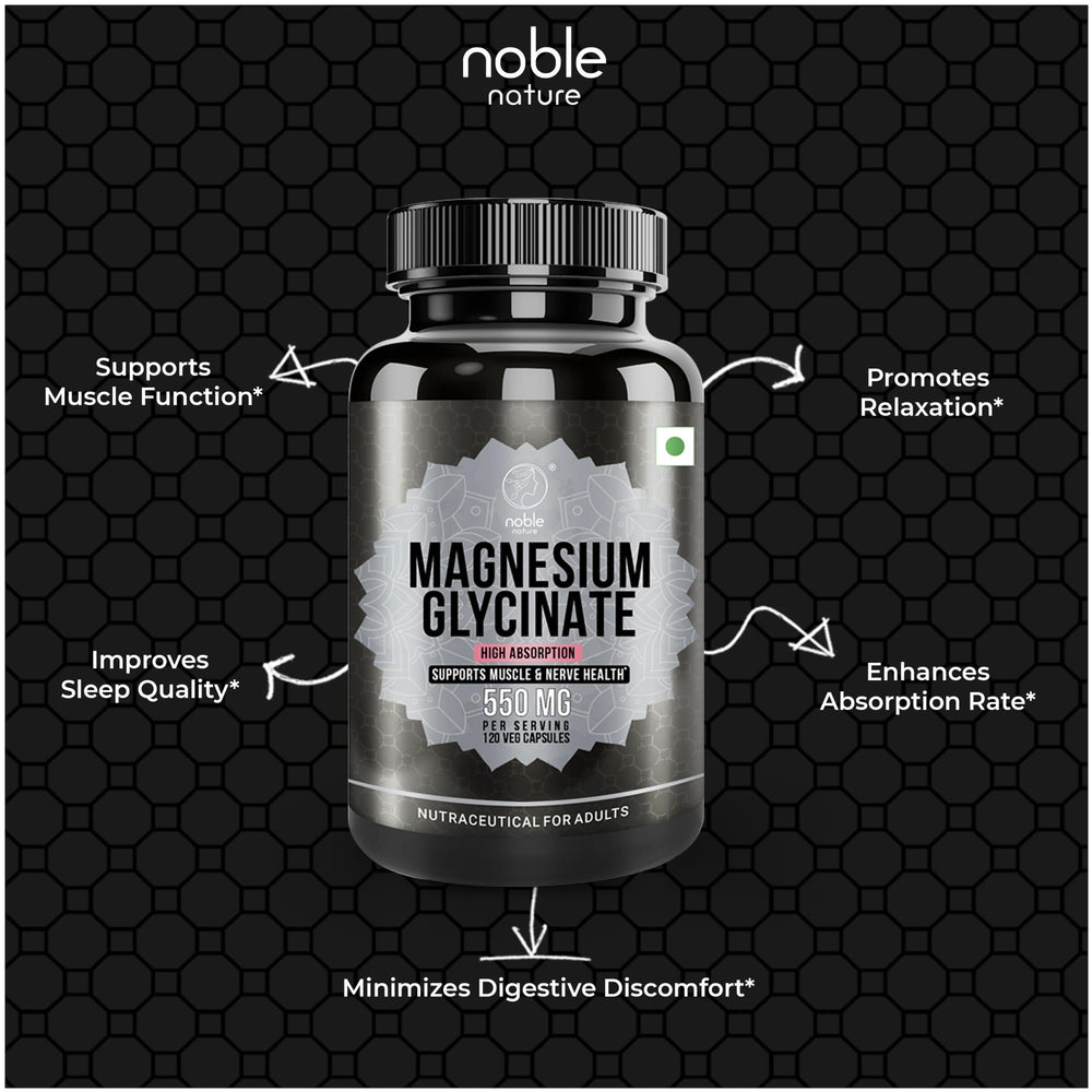 Noble Nature Magnesium Glycinate pour shot illustrating convenient daily dosing.