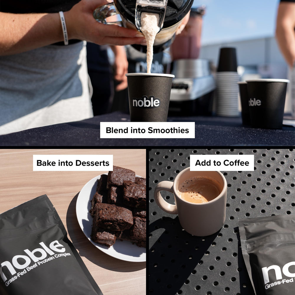 Noble Origins close-up of ingredients highlighting organ blend and colostrum.