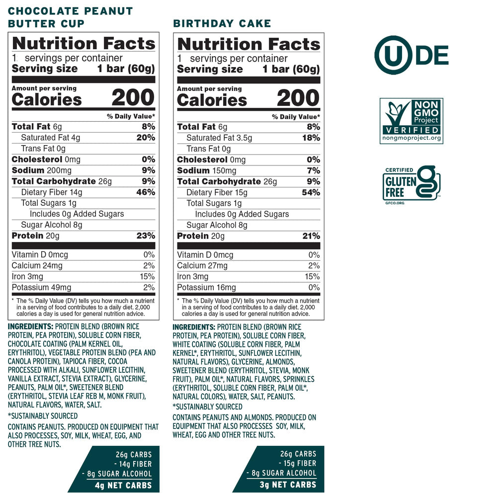 No Cow dipped bars chocolate drizzle close-up—dessert-like, protein-rich treat