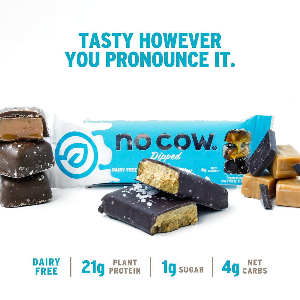 No Cow High Protein Bars keto friendly symbol on wrapper