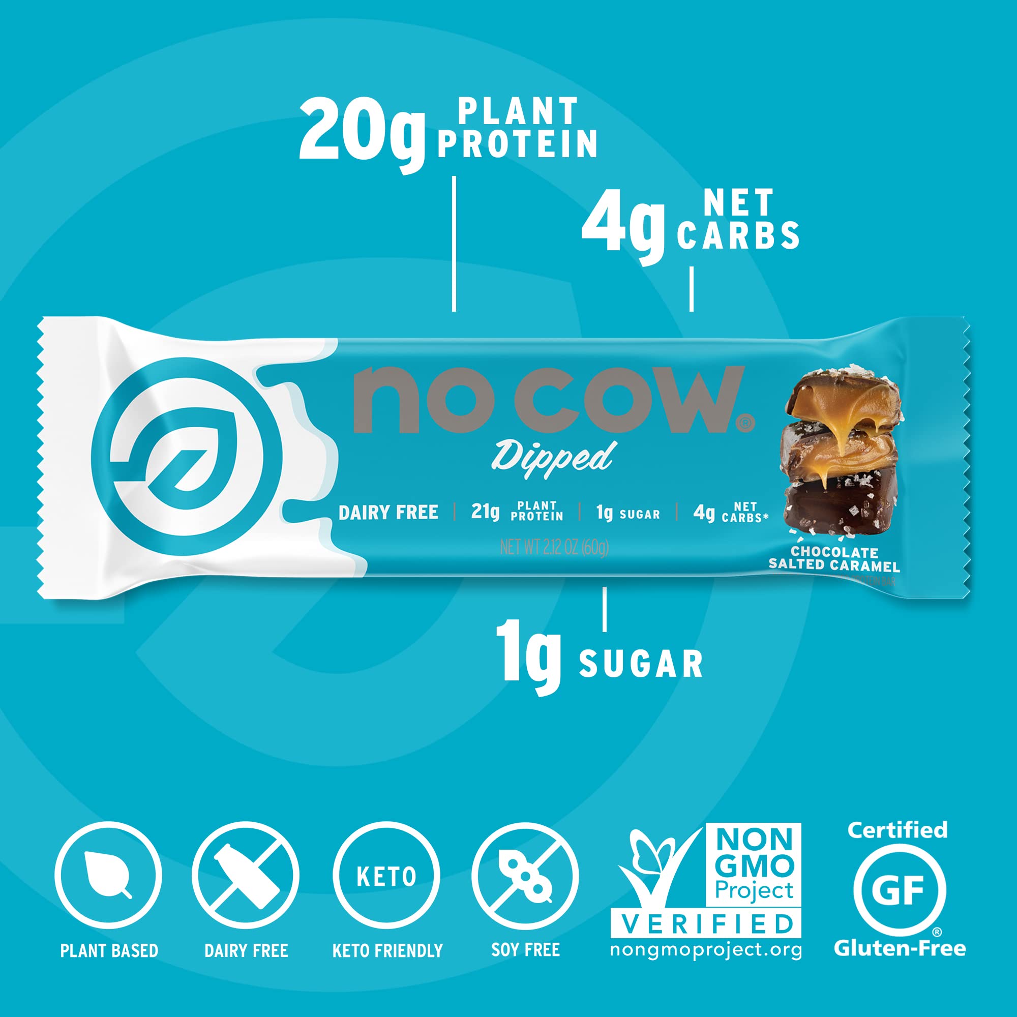 No Cow High Protein Bars nutrition facts label highlights protein and fiber