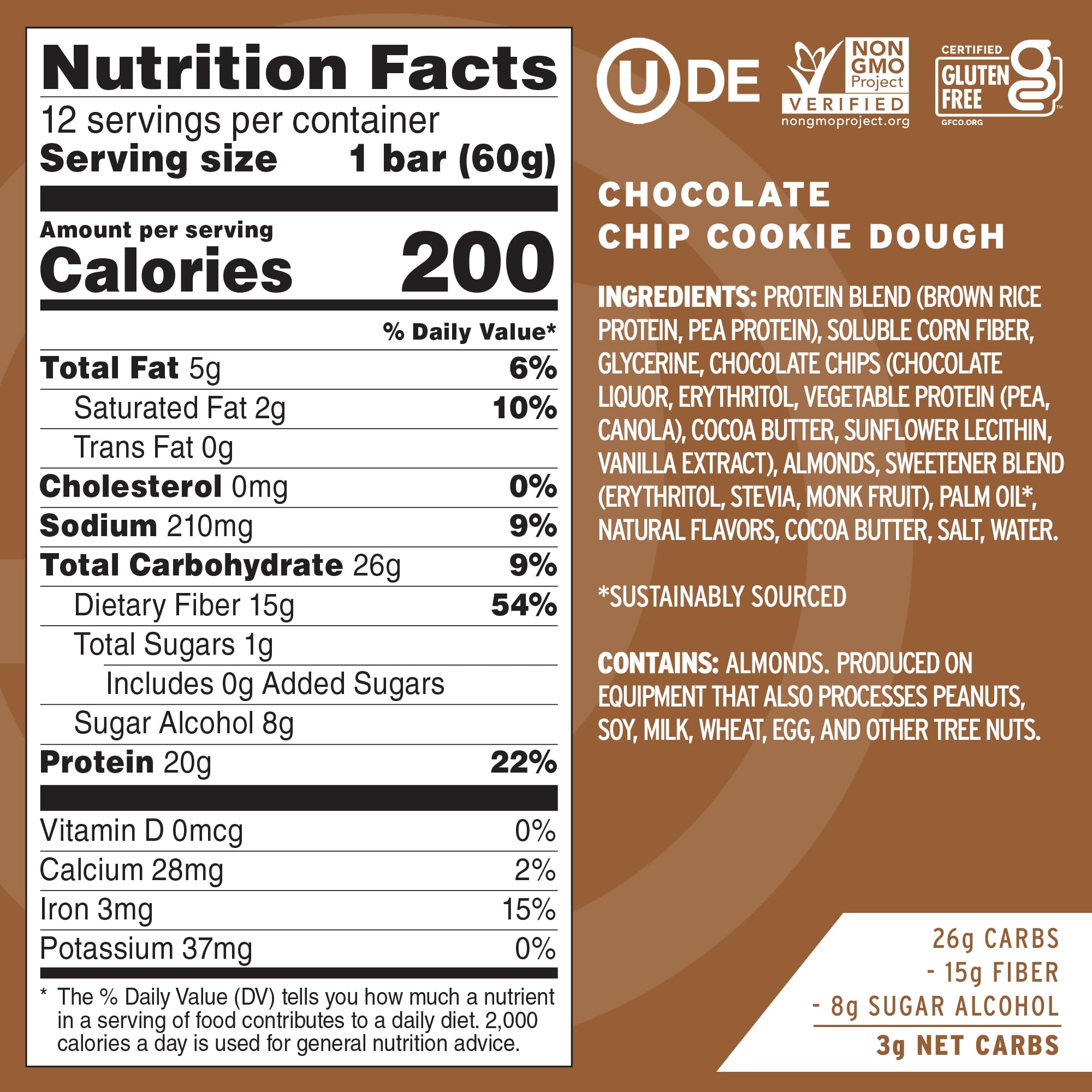 No Cow vegan protein bars soft chewy cookie dough closeup highlights texture and flavor.