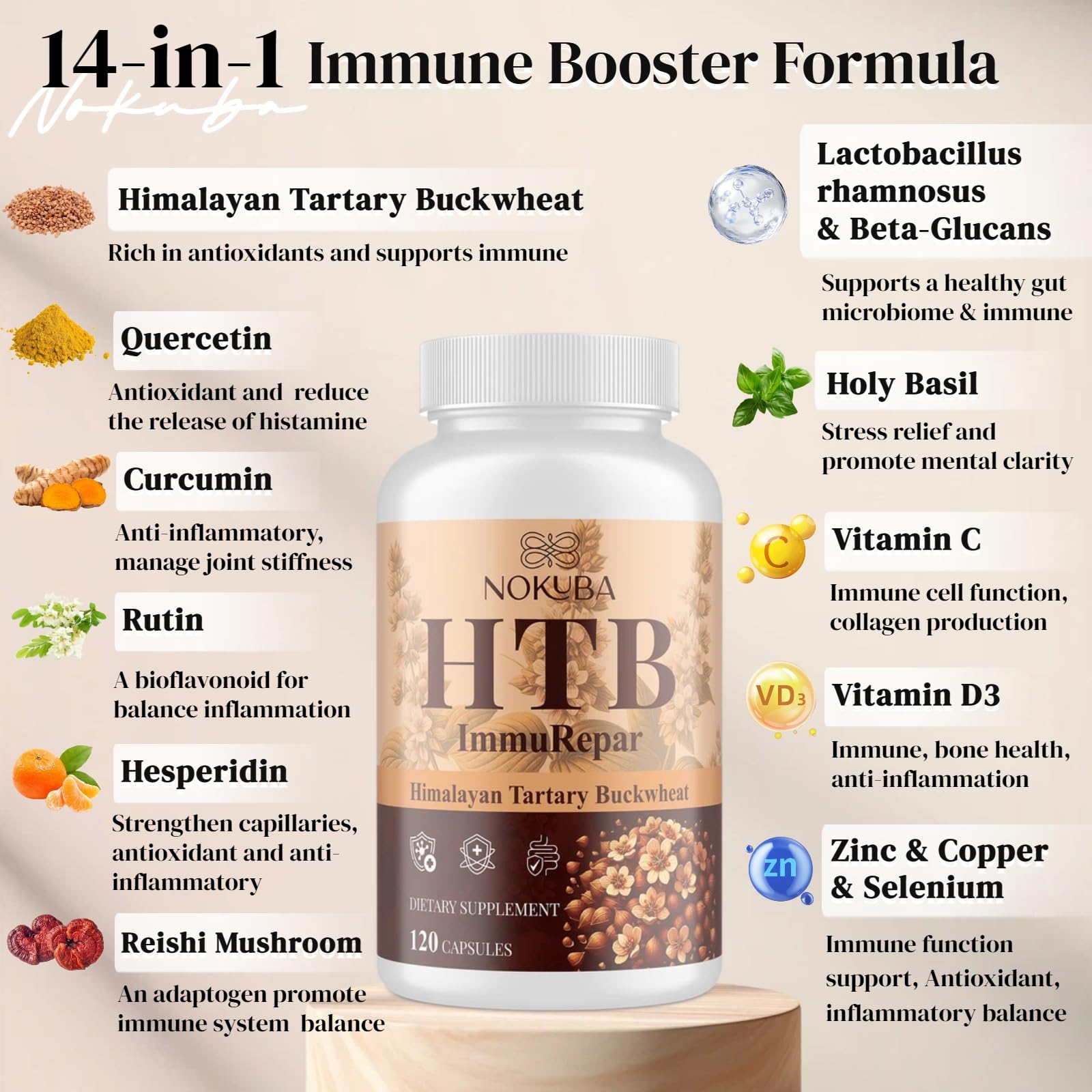 Nokuba Immune capsules close-up highlighting vegan capsules for daily wellness.