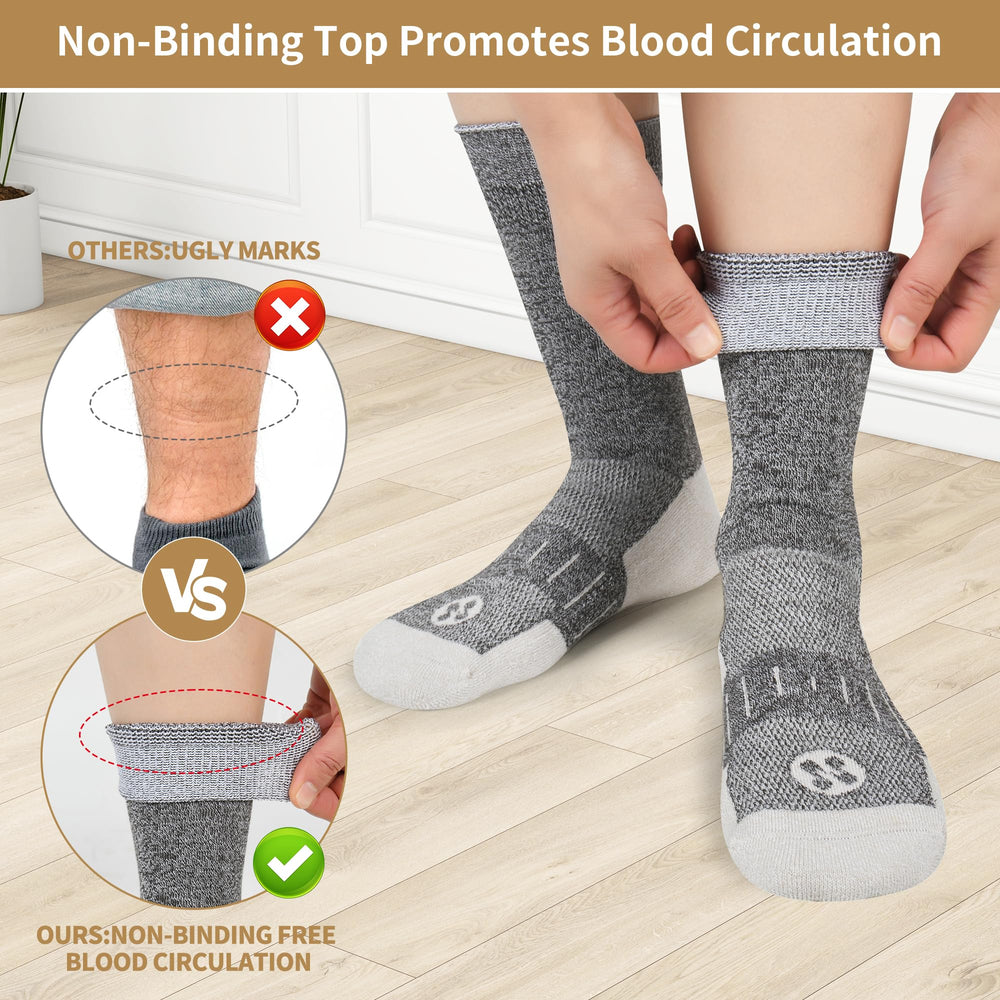 Nolunt diabetic socks brown highlight seamless toe for blister-free walking.