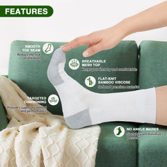 NOLUNT men's diabetic crew socks in white for breathable all-day wear