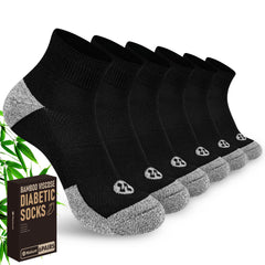 NOLUNT diabetic socks for men in black ankle style, moisture-wicking daily comfort.