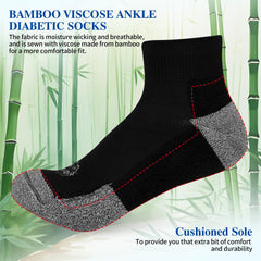 NOLUNT diabetes socks pack, black ankle design, breathable fabric for all-day wear.