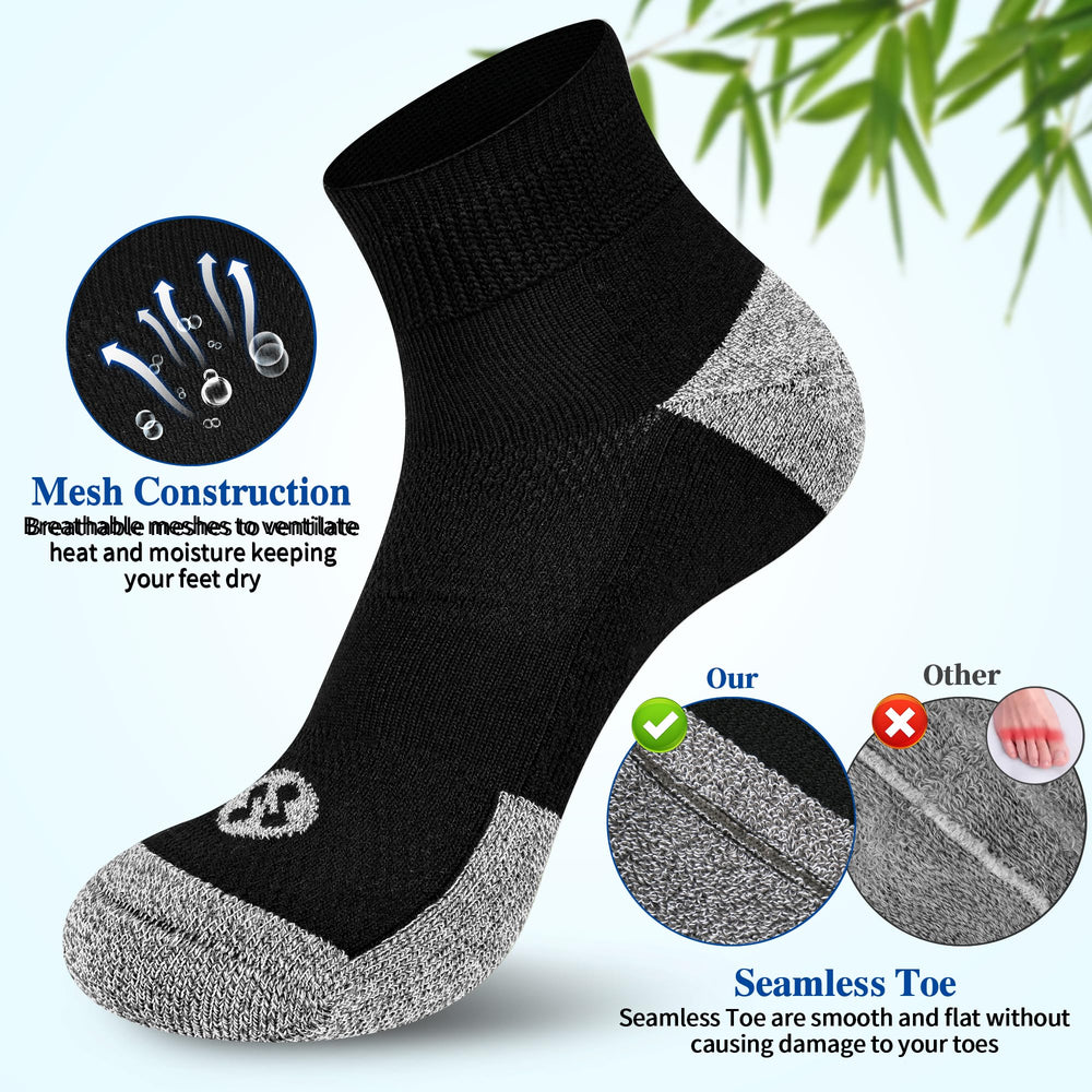 NOLUNT socks for men, black ankle pack, non-binding fit supports circulation.