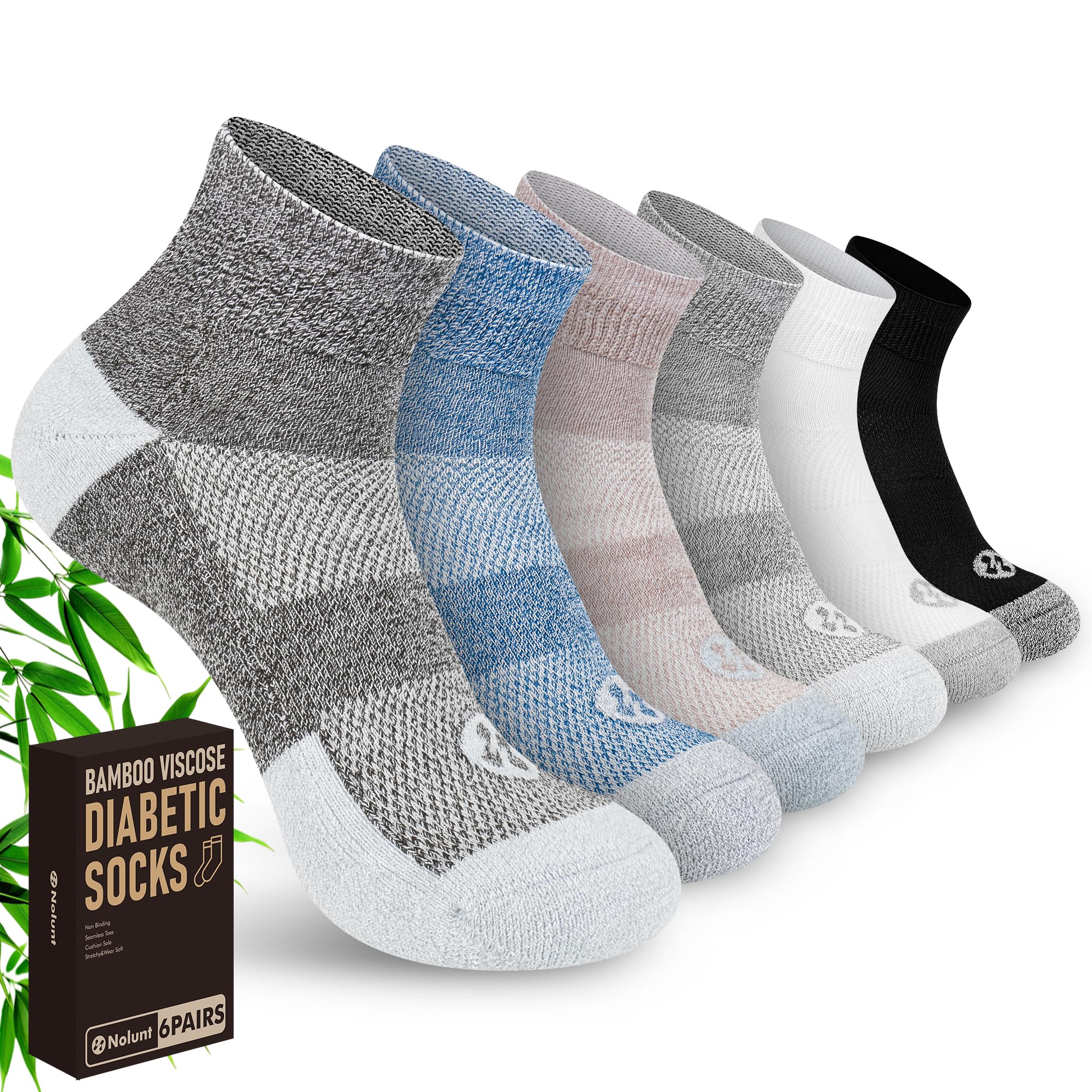 NOLUNT Nonlut men's diabetic socks pack 6 in packaging for daily wear