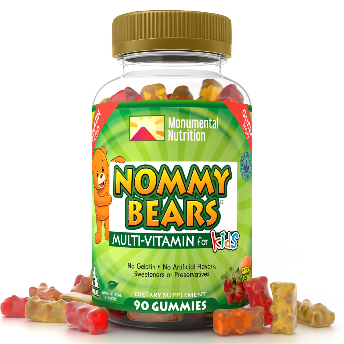 Nommy Bears strawberry-flavor gummy bear supports daily vitamins with kid-friendly taste.
