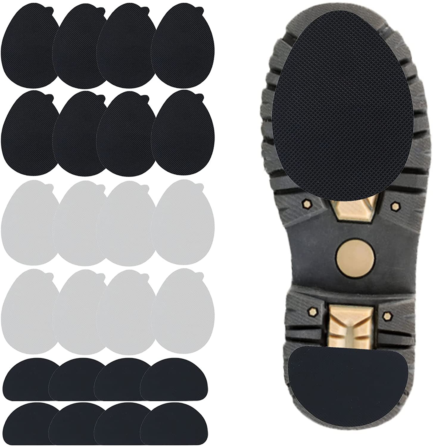 Non-Slip Shoe Pads applied to sole for improved grip during walking