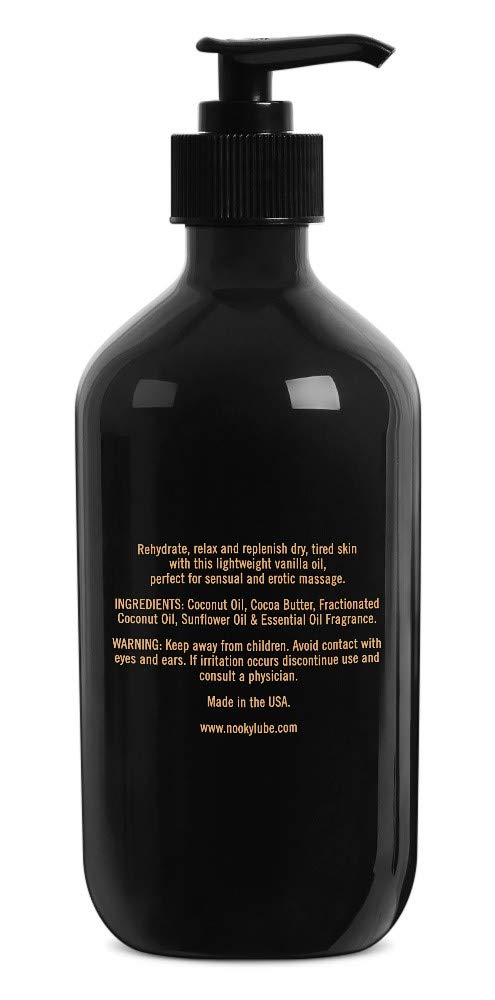 Nooky Vanilla Massage Oil enhances a romantic couple massage moment