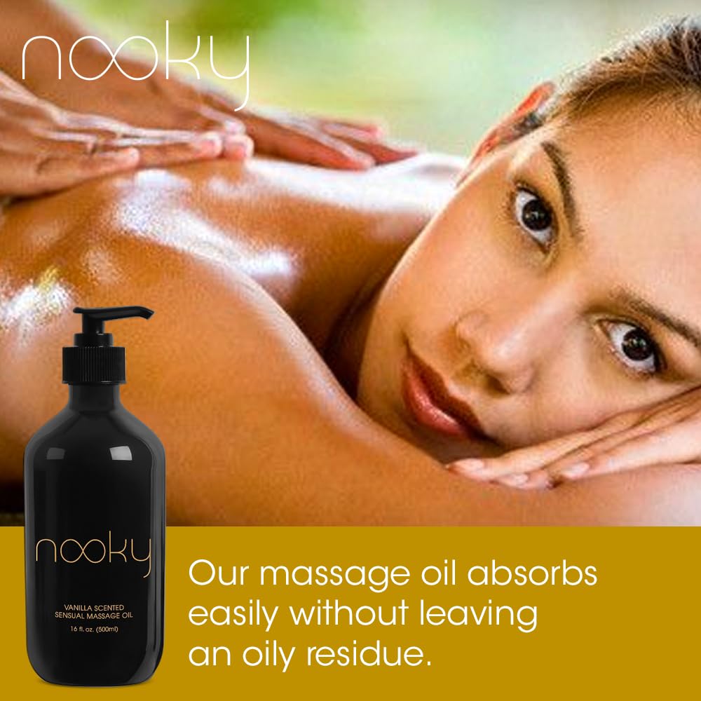 Nooky Vanilla Massage Oil hands show a smooth massage glide