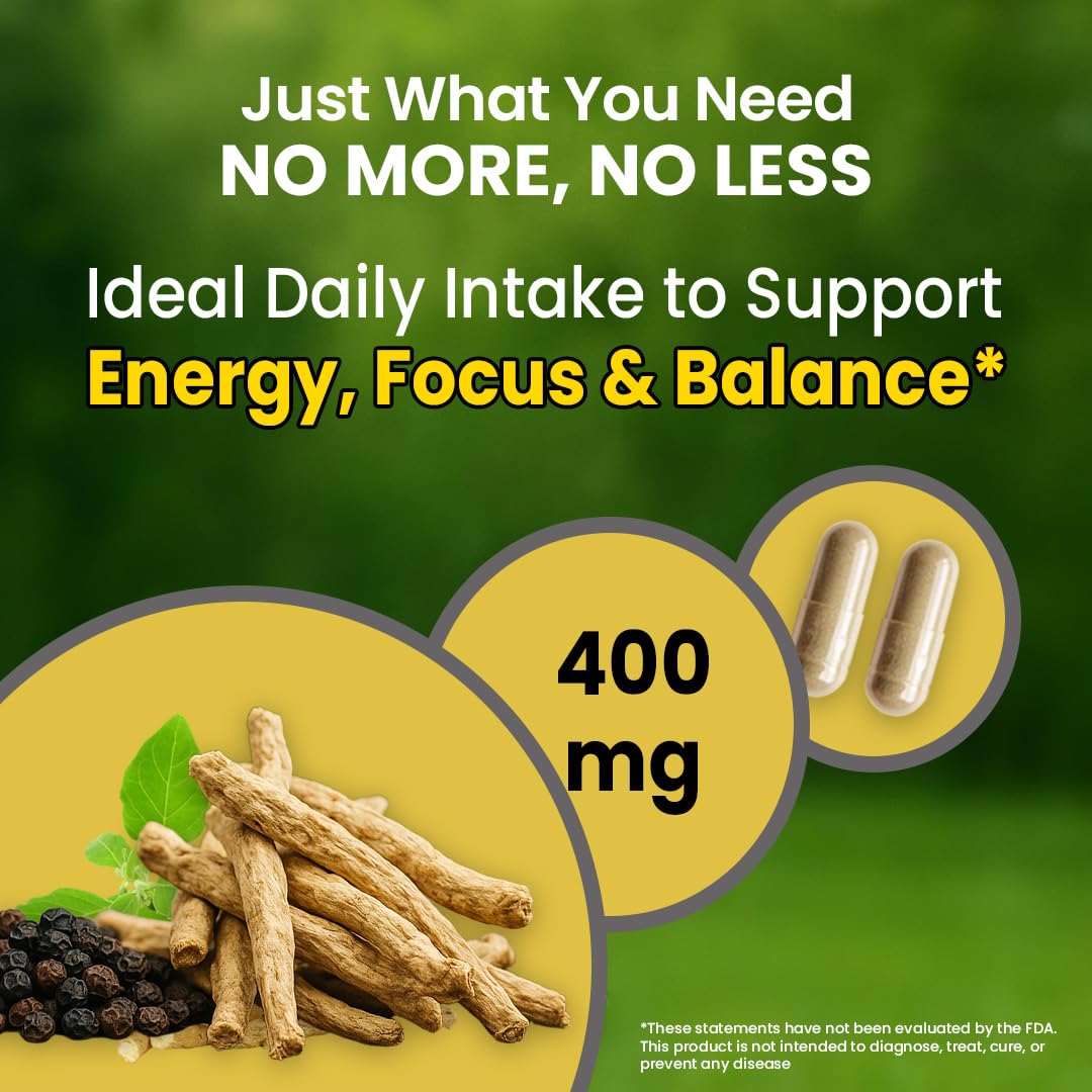 NooMost Ashwagandha bottle side view showing ingredients for daily wellness