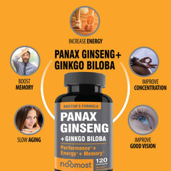 NooMost ginseng root extract powder packet highlights natural energy