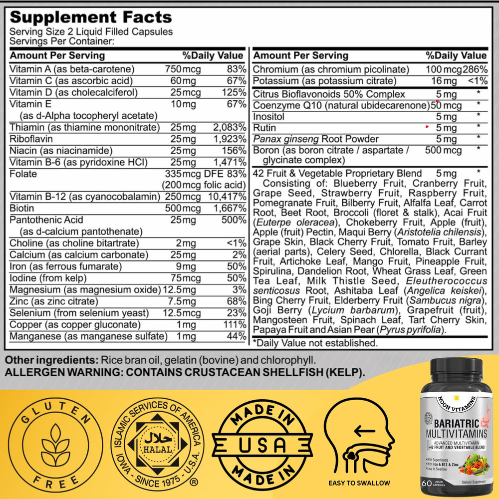 NOON VITAMINS frasco con cápsulas líquidas para consumo diario.