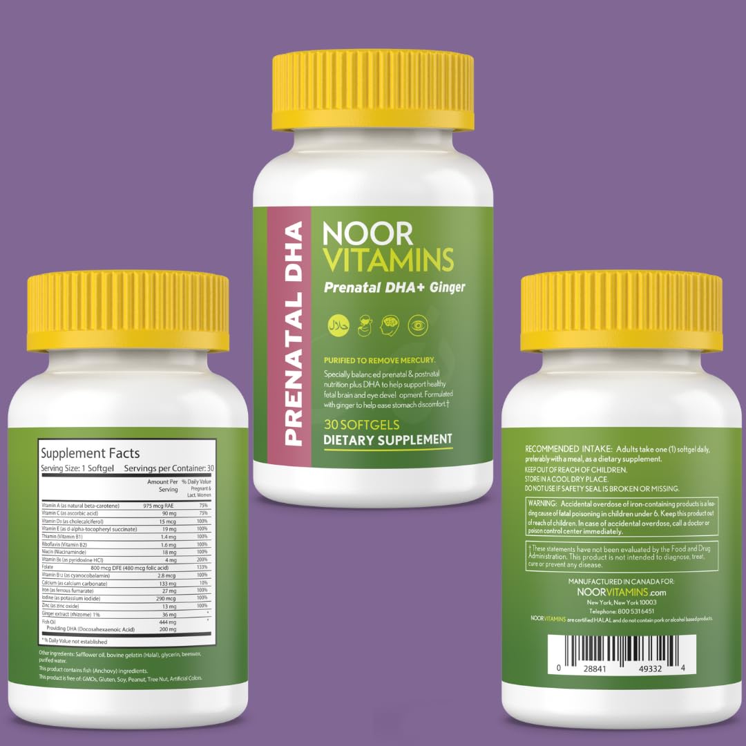 Noor Vitamins Prenatal close-up softgel capsules for easy ingestion
