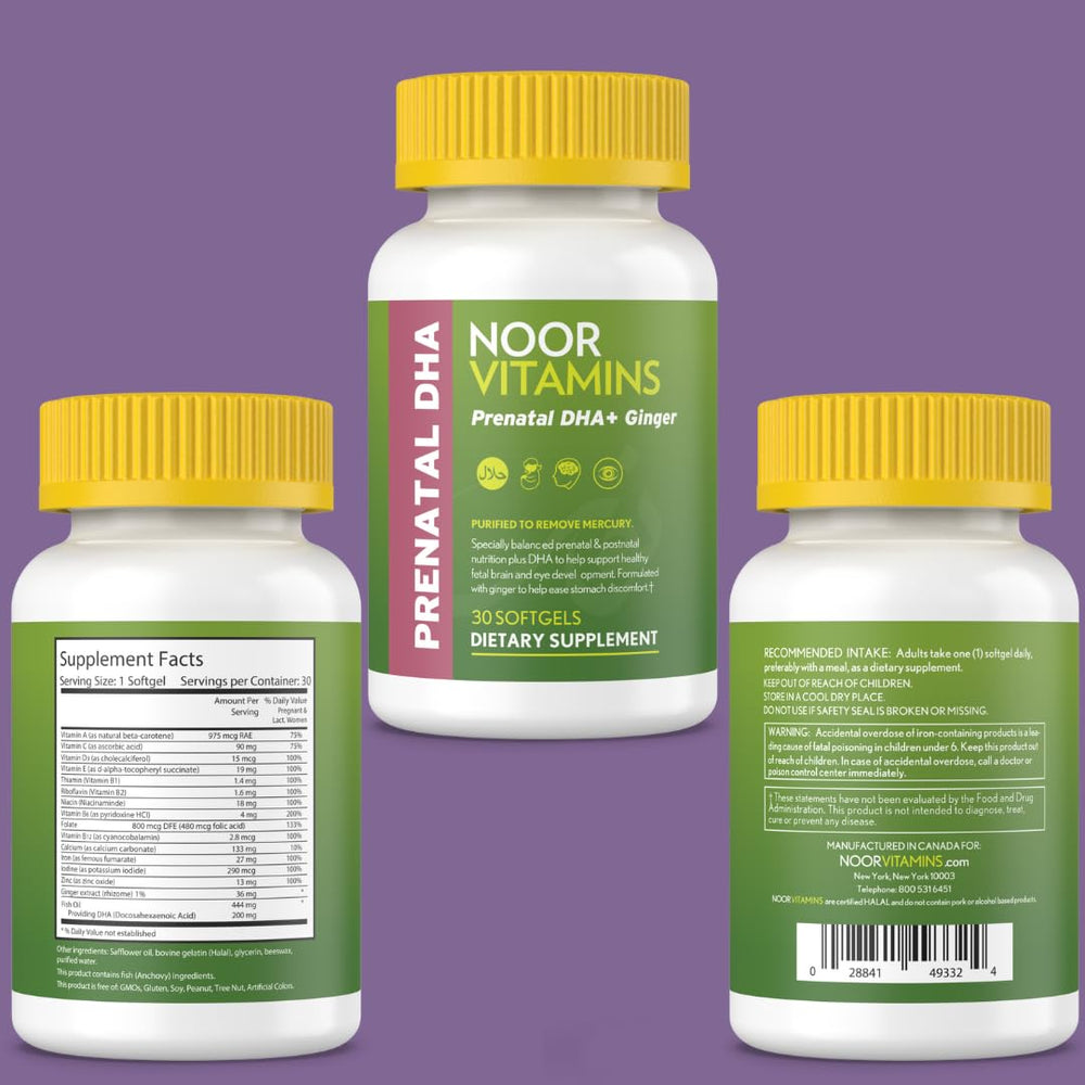 Noor Vitamins Prenatal close-up softgel capsules for easy ingestion