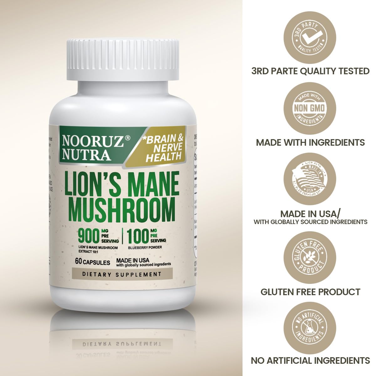 NOORUZ cognitive support focus depicted in capsules ready for daily use.